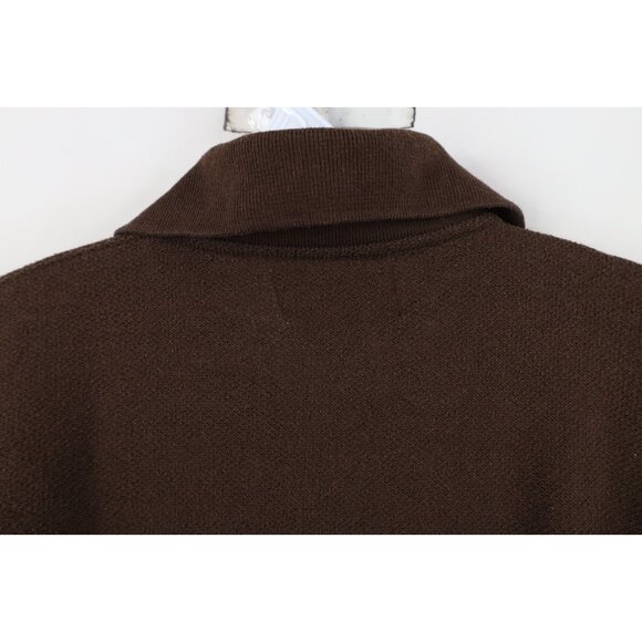 Vintage 90s Express Womens Small Faded Blank Baggy Fit Thermal Knit Polo Brown - Picture 9 of 12